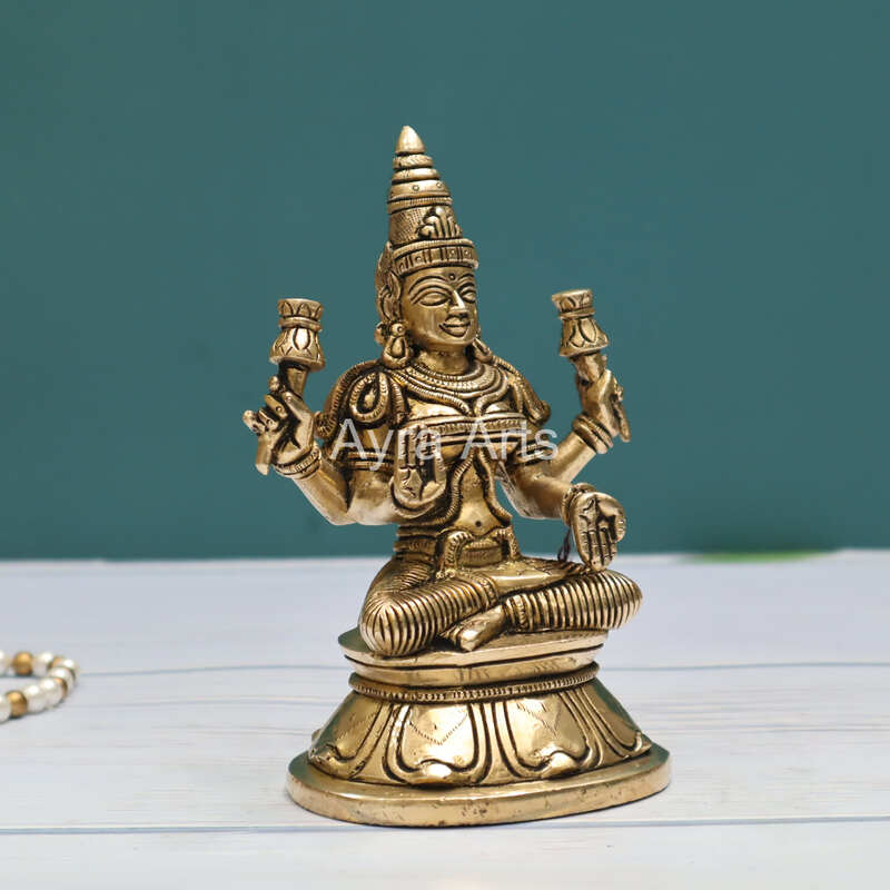 Buy Pure Brass Goddess Lakshmi Devi Idol - 6 Inch Height