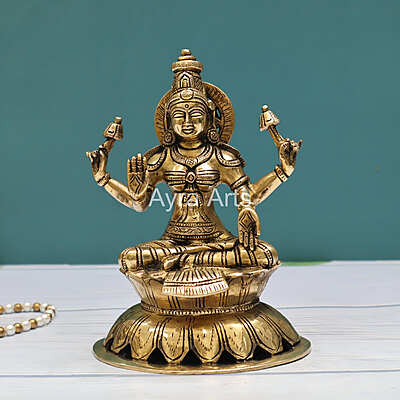 Brass Goddess Lakshmi Devi Idol - 8 Inch Height
