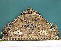 Handcrafted Indian Home Entrance Decor Brass Goddess Gajalakshmi Wall Hanging Panel - 12 Inch Height Handcrafted Indian Home Entrance Decor Brass Goddess Gajalakshmi Wall Hanging Panel - 12 Inch Height