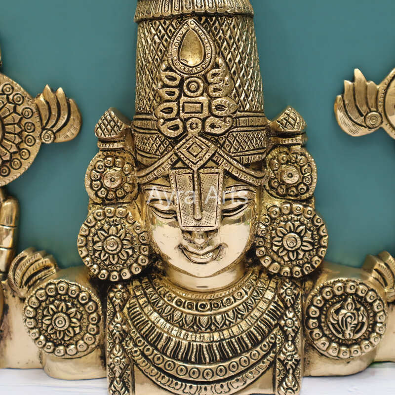 Brass Tirupati Balaji Venkateshwara Wall Hanging - 12 Inch Height