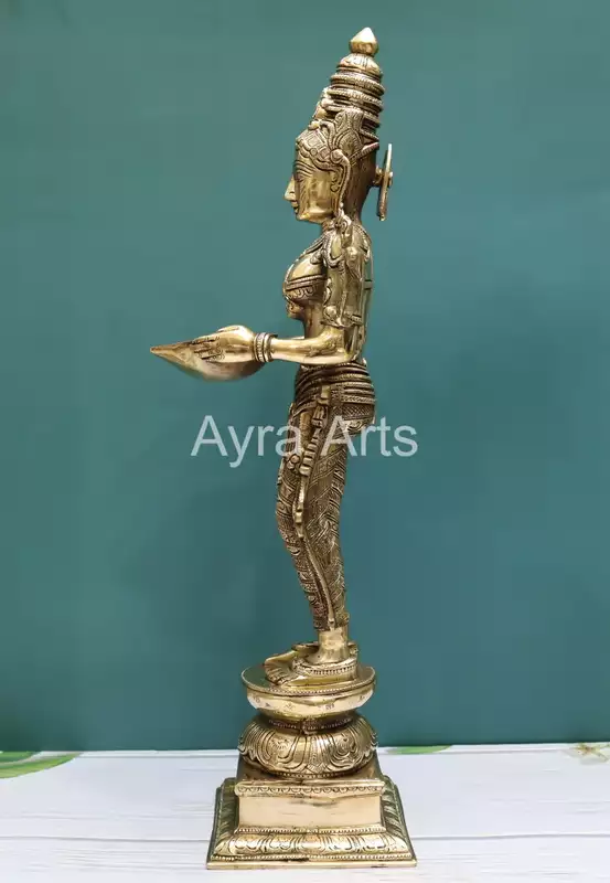 Brass Deepalakshmi Lamp Spiritual Home Temple Decor - 24 Inch Height