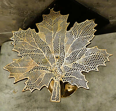 Brass Leaf Design Stool - 16 Inch Height