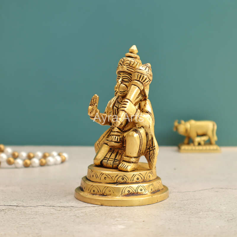 Blessing Hanuman Figurine in Brass - 4.5 Inch Height