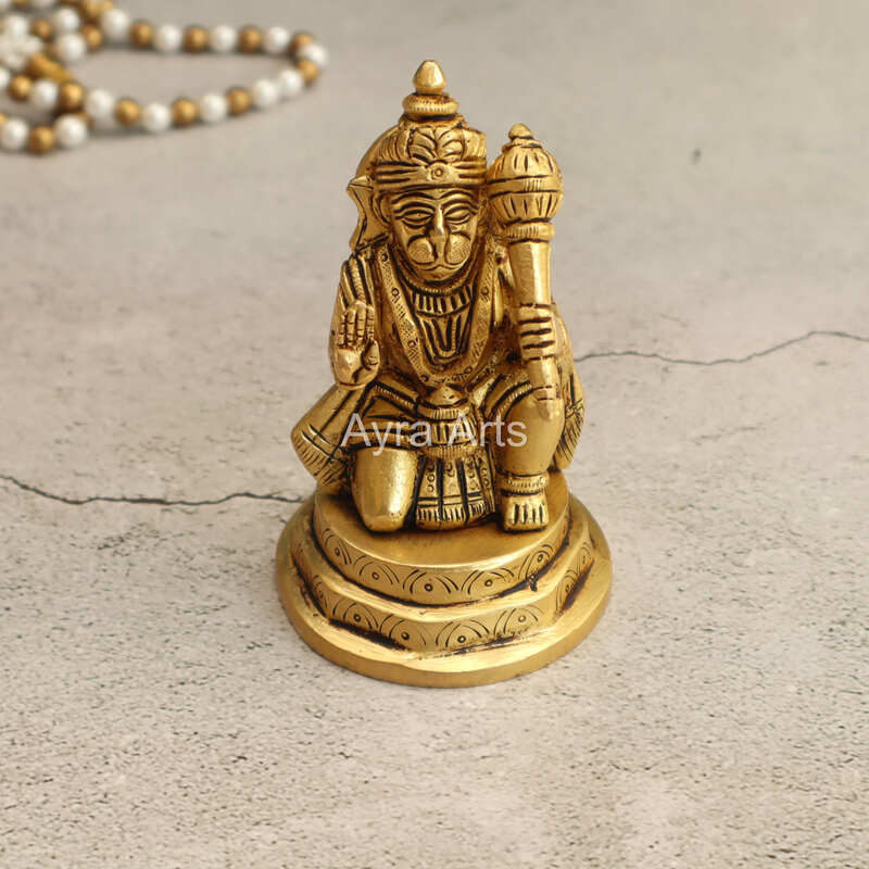 Blessing Hanuman Figurine in Brass - 4.5 Inch Height
