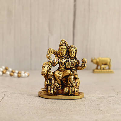 Lord Shiv Parivar Idol Shiv Parwati God Shiva Family Handicrafted in Brass - 3.2 Inch Height Lord Shiv Parivar Idol Shiv Parwati God Shiva Family Handicrafted in Brass - 3.2 Inch Height
