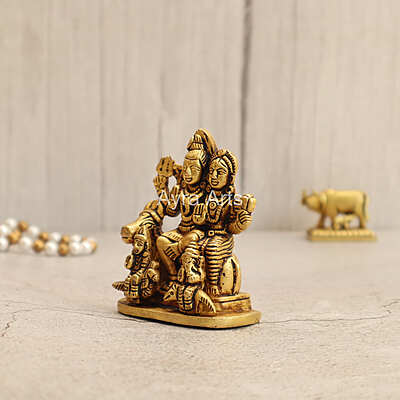 Lord Shiv Parivar Idol Shiv Parwati God Shiva Family Handicrafted in Brass - 3.2 Inch Height Lord Shiv Parivar Idol Shiv Parwati God Shiva Family Handicrafted in Brass - 3.2 Inch Height