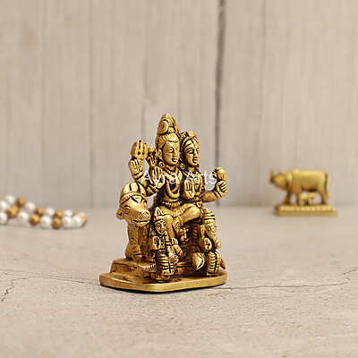 Lord Shiv Parivar Idol Shiv Parwati God Shiva Family Handicrafted in Brass - 3.2 Inch Height Lord Shiv Parivar Idol Shiv Parwati God Shiva Family Handicrafted in Brass - 3.2 Inch Height