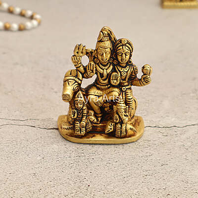 Lord Shiv Parivar Idol Shiv Parwati God Shiva Family Handicrafted in Brass - 3.2 Inch Height Lord Shiv Parivar Idol Shiv Parwati God Shiva Family Handicrafted in Brass - 3.2 Inch Height