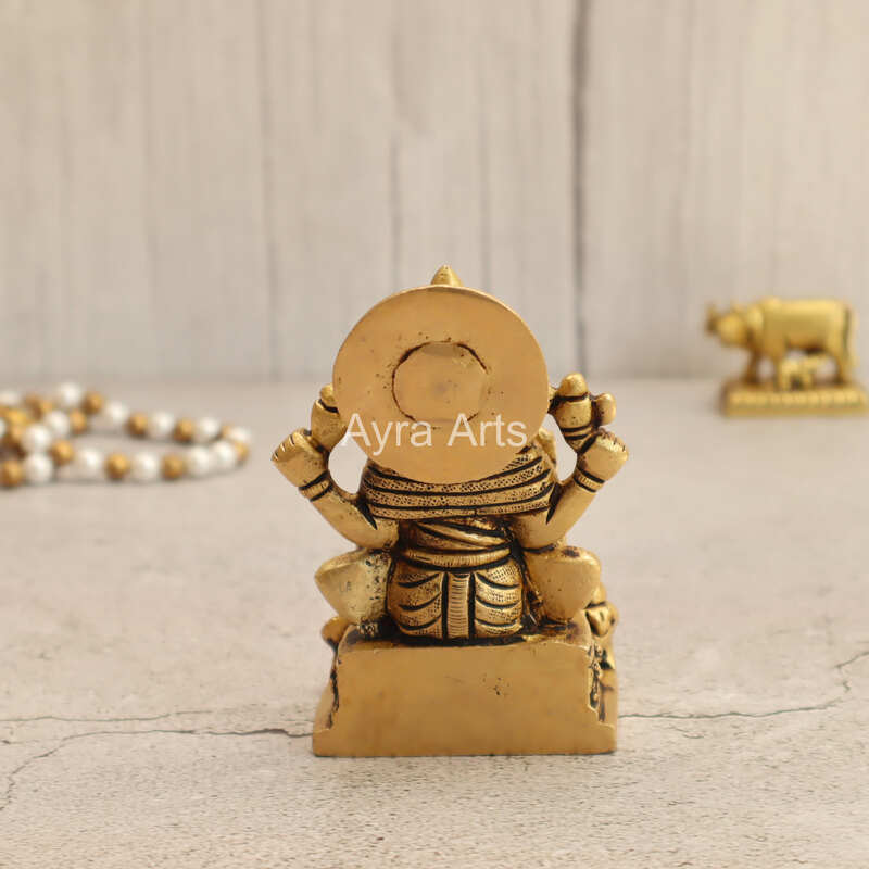 Buy Brass Vinayaka Statue Sitting On Round Ashta Ganesha Base - 4 Inch Height