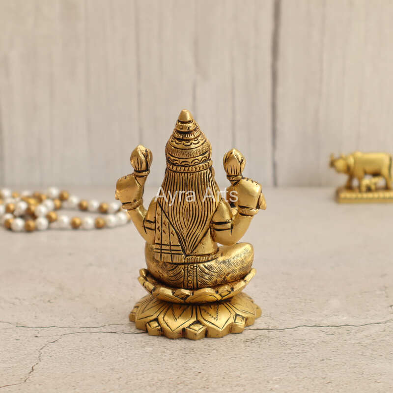 Elegant Brass Kamal Lakshmi Idol - 4 Inch Height Elegant Brass Kamal Lakshmi Idol - 4 Inch Height