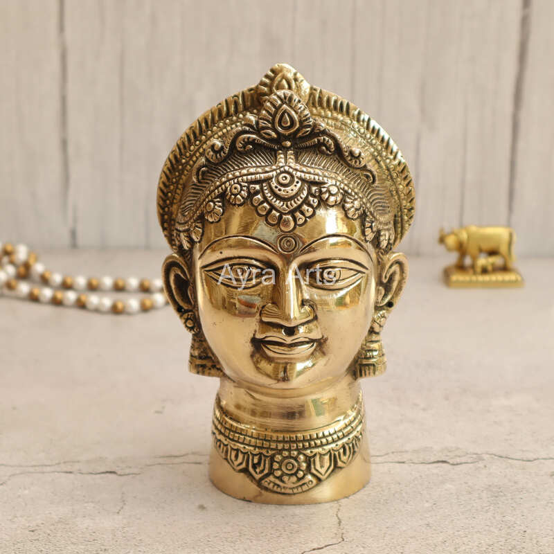Brass Gauri Head Gangaur face Goddess Parvati Head Idol - 7 Inch Height Brass Gauri Head Gangaur face Goddess Parvati Head Idol - 7 Inch Height