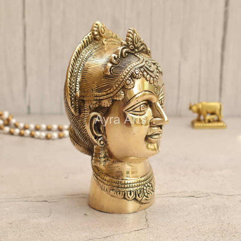 Brass Gauri Head Gangaur face Goddess Parvati Head Idol - 7 Inch Height Brass Gauri Head Gangaur face Goddess Parvati Head Idol - 7 Inch Height