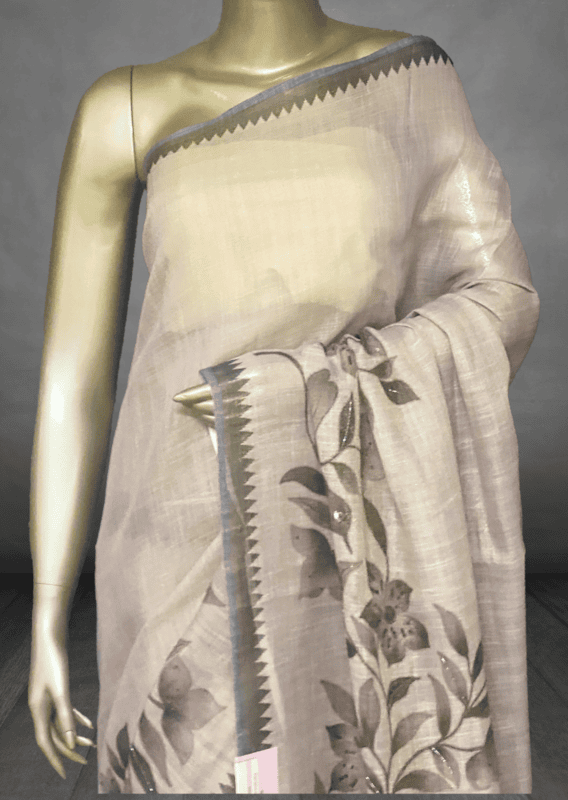 Madavi - The Linen Cotton Saree in Sequence Work 20492