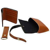 Men Purse Wallet Keychain Brown