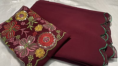 Sakhi Embroidery Designer Saree - Maroon
