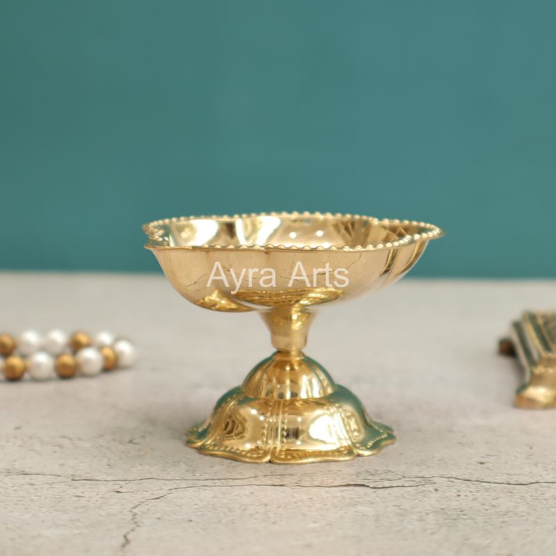 One Wick Light Weight Brass Diya - 2 Inch Height