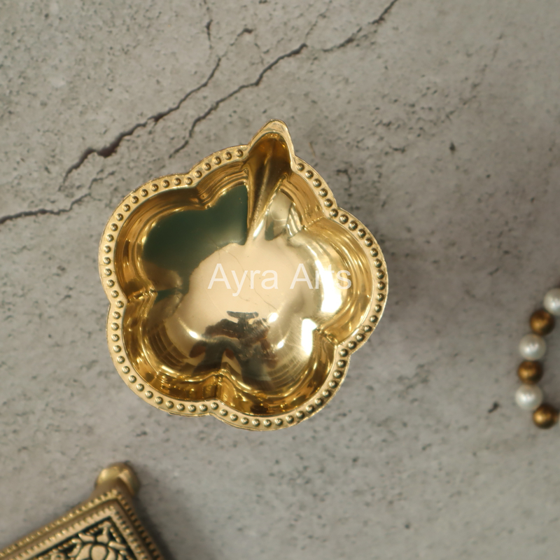 One Wick Light Weight Brass Diya - 2 Inch Height