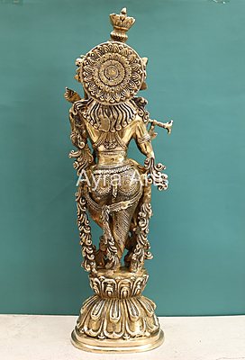 Stunning Brass Shree Krishna Idol - 26 Inch Height Stunning Brass Shree Krishna Idol - 26 Inch Height