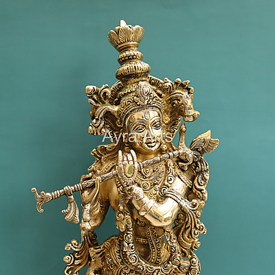 Stunning Brass Shree Krishna Idol - 26 Inch Height Stunning Brass Shree Krishna Idol - 26 Inch Height