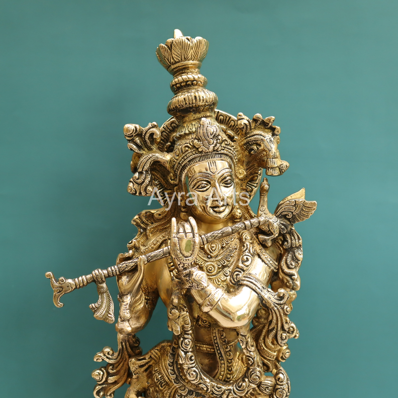 Stunning Brass Shree Krishna Idol - 26 Inch Height