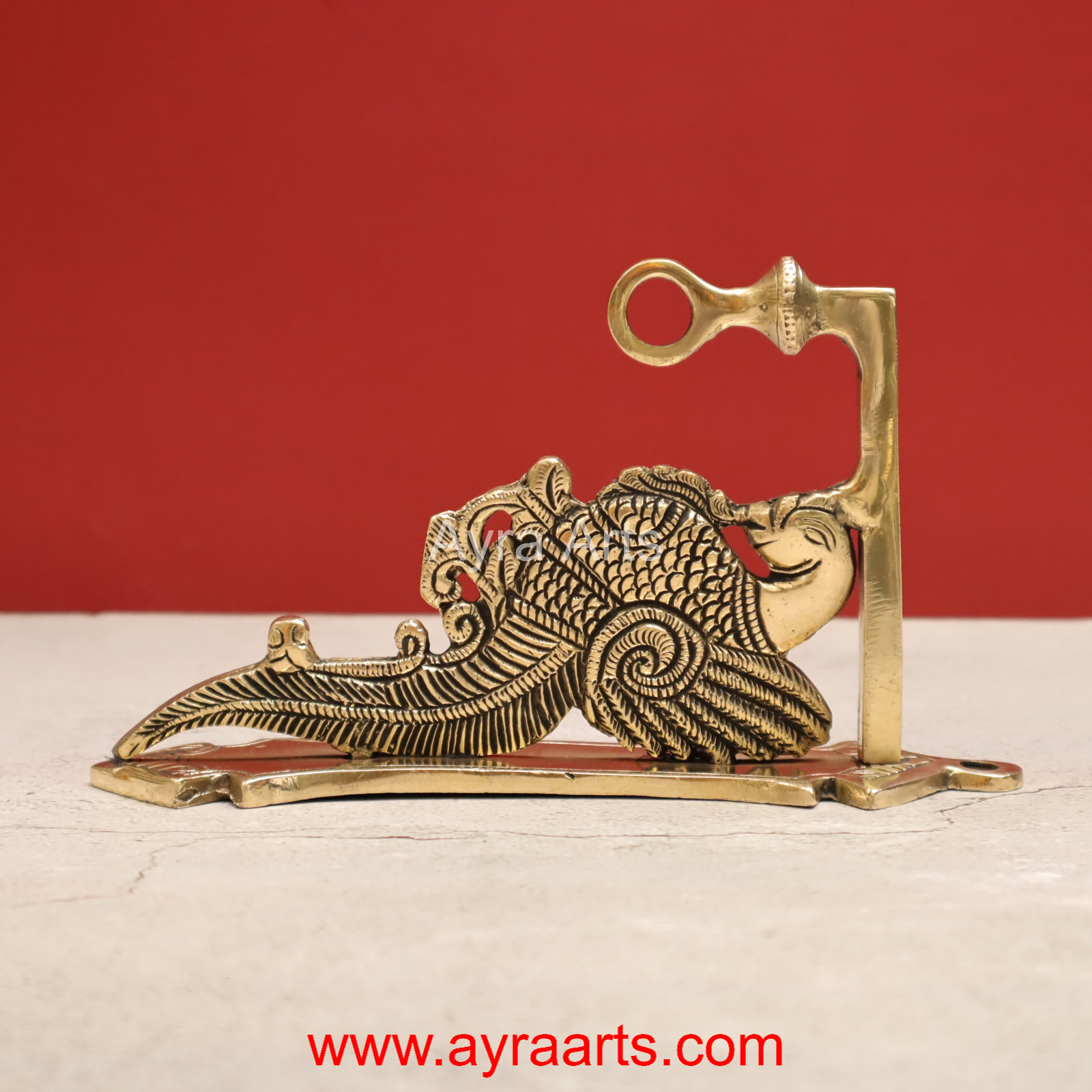 Pure Brass Wall Parrot Hanger for Bells and Lamps - 9 inch Height