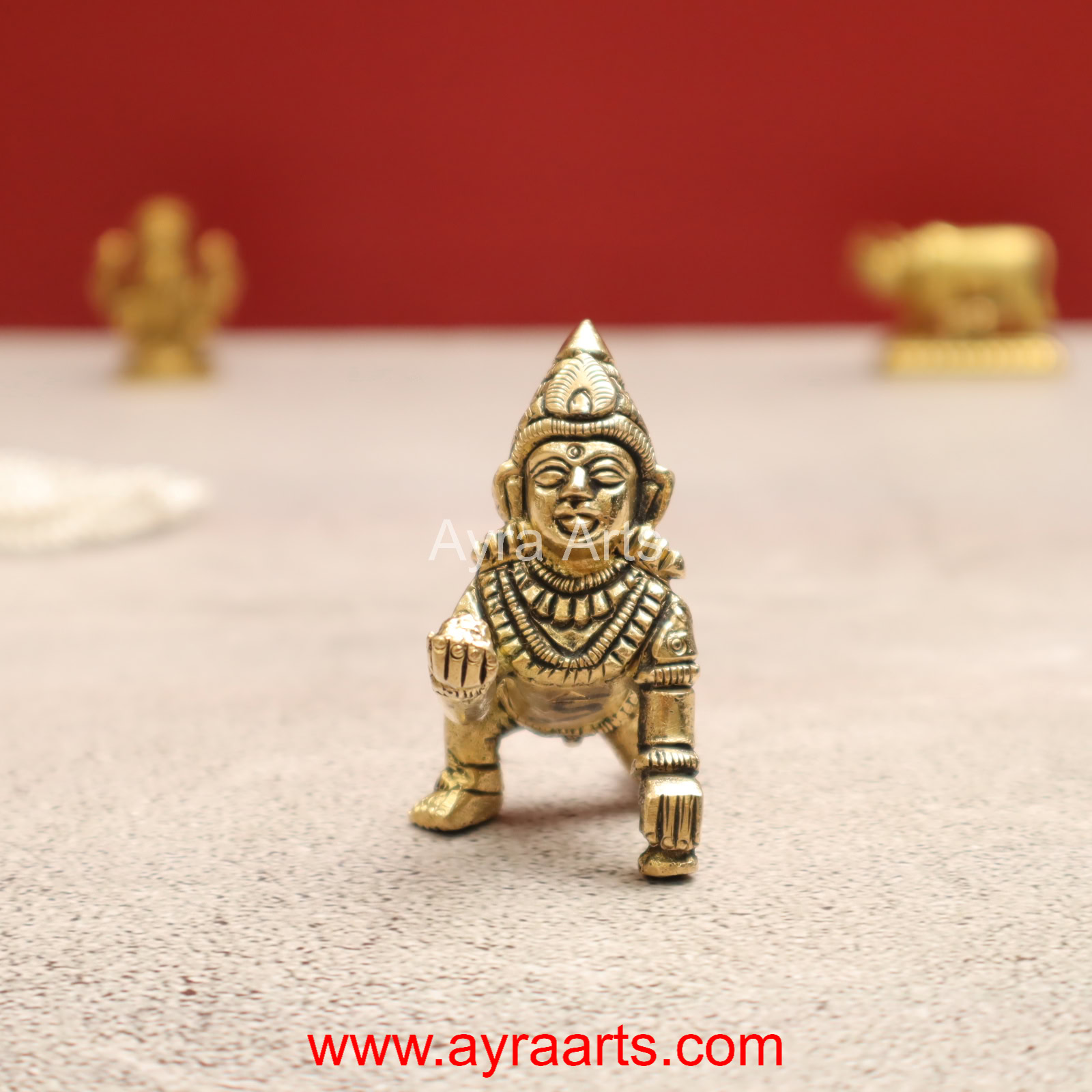 Handmade Brass Laddu Gopal Krishna Bal Krishna Idol - 2.5 inch Height Handmade Brass Laddu Gopal Krishna Bal Krishna Idol - 2.5 inch Height