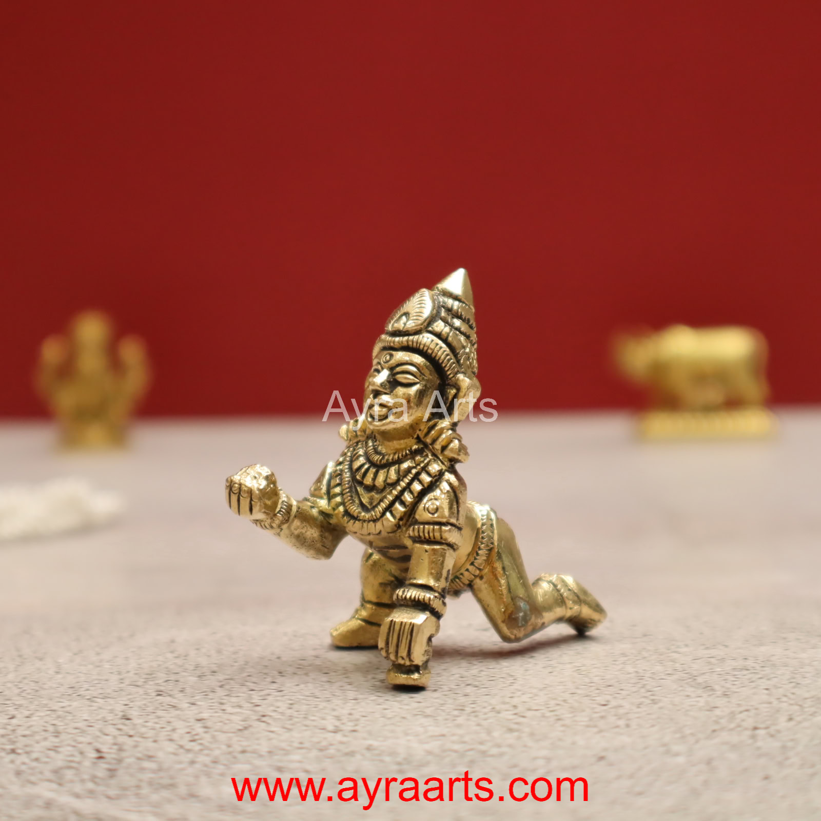 Handmade Brass Laddu Gopal Krishna Bal Krishna Idol - 2.5 inch Height Handmade Brass Laddu Gopal Krishna Bal Krishna Idol - 2.5 inch Height