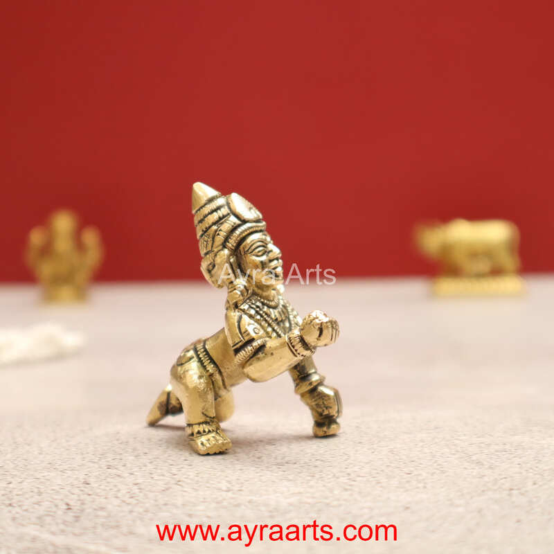 Handmade Brass Laddu Gopal Krishna Bal Krishna Idol - 2.5 inch Height