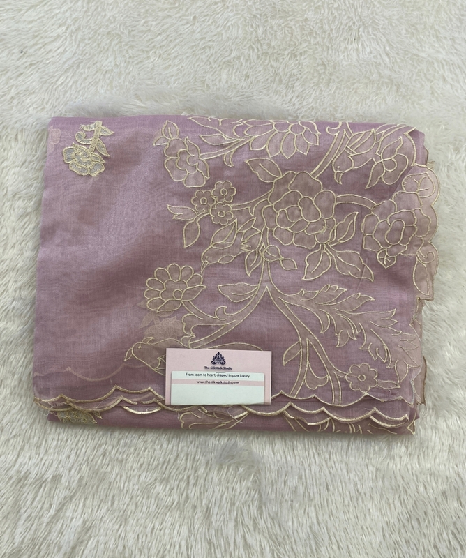 Meena – The Organza Saree with Applique Work (Bird) SWS164