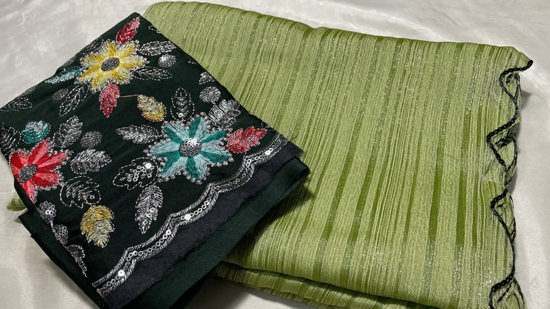 Sitara Marble Designer Saree - Leaf Green