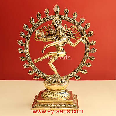 Brass Nataraja Murti Lord Shiv Dancing Statue Idol - 13 Inch Height