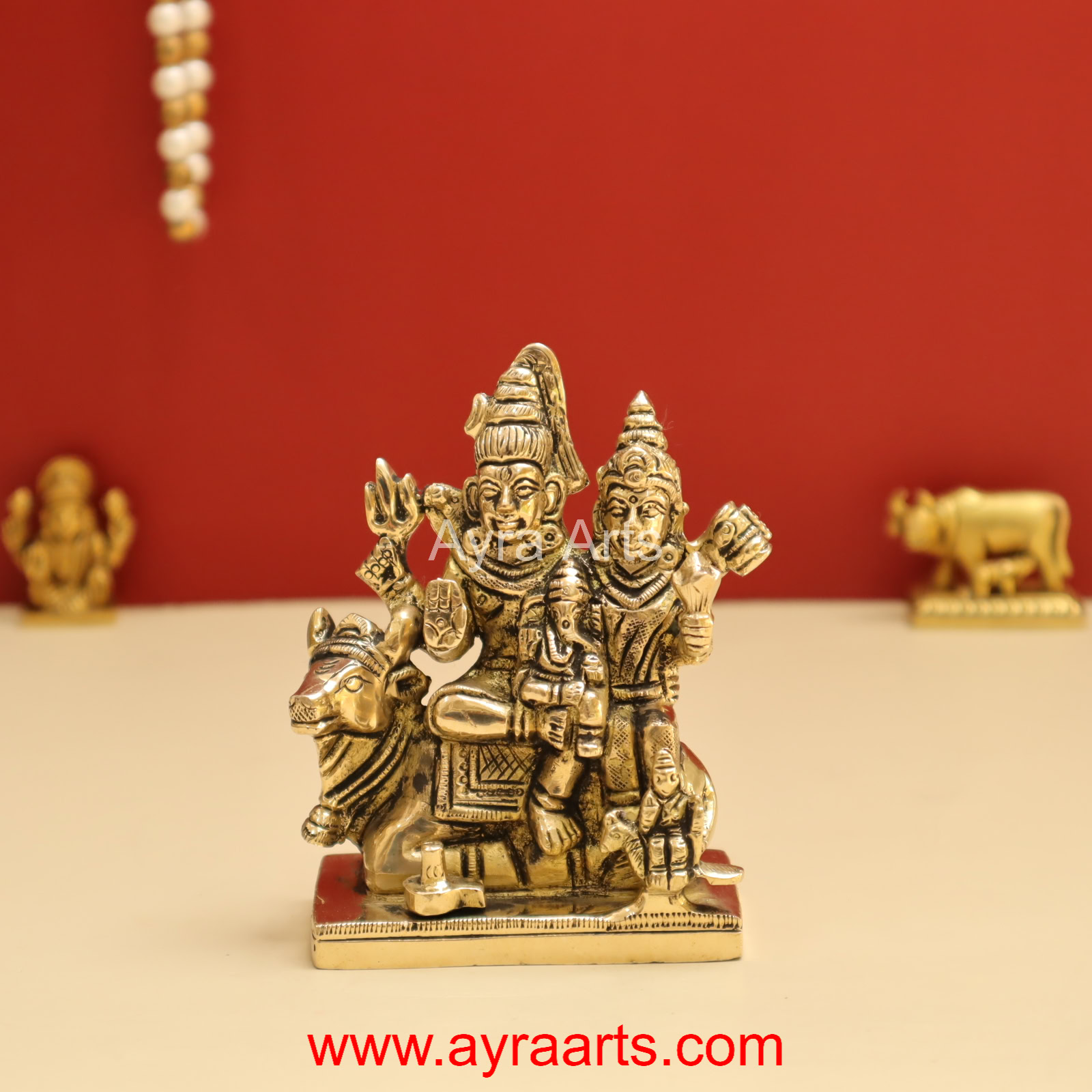 Shiv Parivar Mahadev Shiva Family Idol in Brass- 4 Inch Height Shiv Parivar Mahadev Shiva Family Idol in Brass- 4 Inch Height