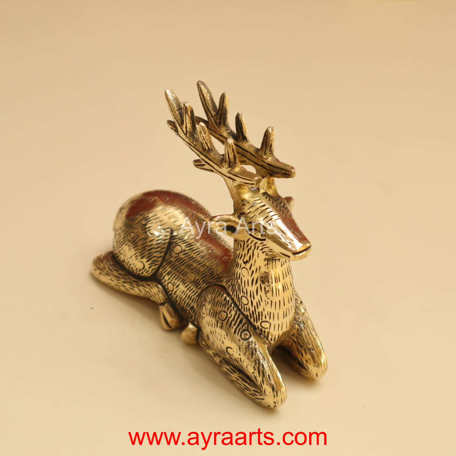 Antique Brass Decorative Deer for Home and Office Decor - 4 Inch Height