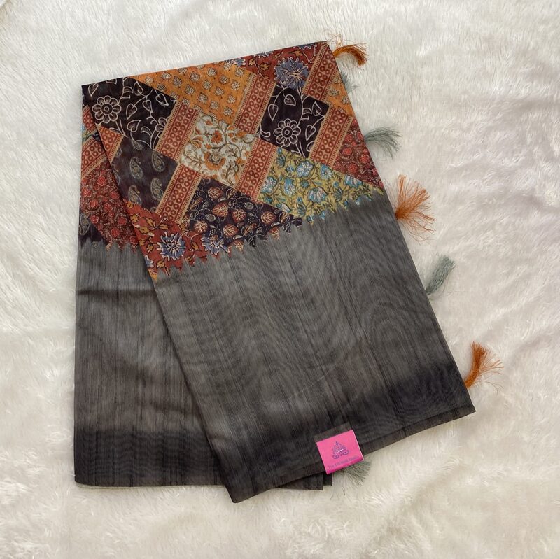 Meera - The Semi Tussar Saree in Patchwork Design 18329