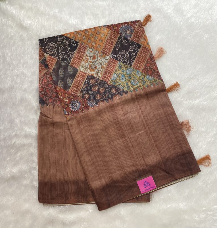 Meera - The Semi Tussar Saree in Patchwork Design 18325