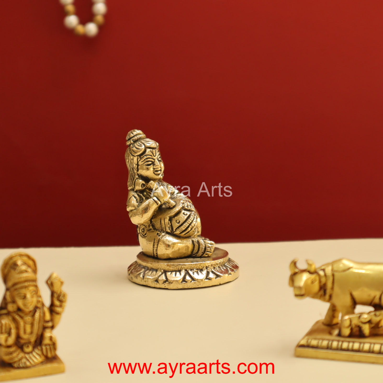 Brass Makhan Chor Matka Small Lord Bala Gopal Krishna Idol - 2.8 Inch Height Brass Makhan Chor Matka Small Lord Bala Gopal Krishna Idol - 2.8 Inch Height
