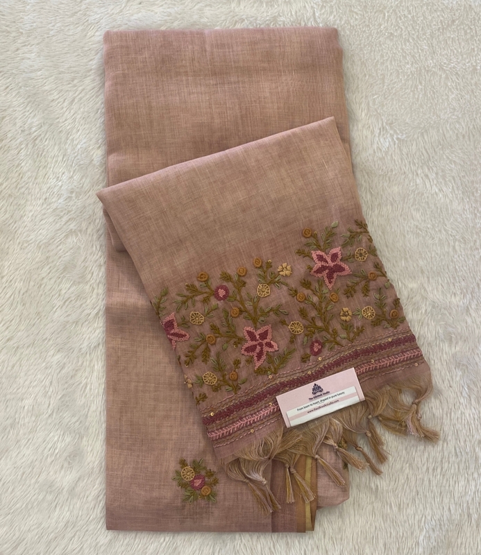 Saanvi - The Linen French Knot Saree in Heavy Blouse SWS167
