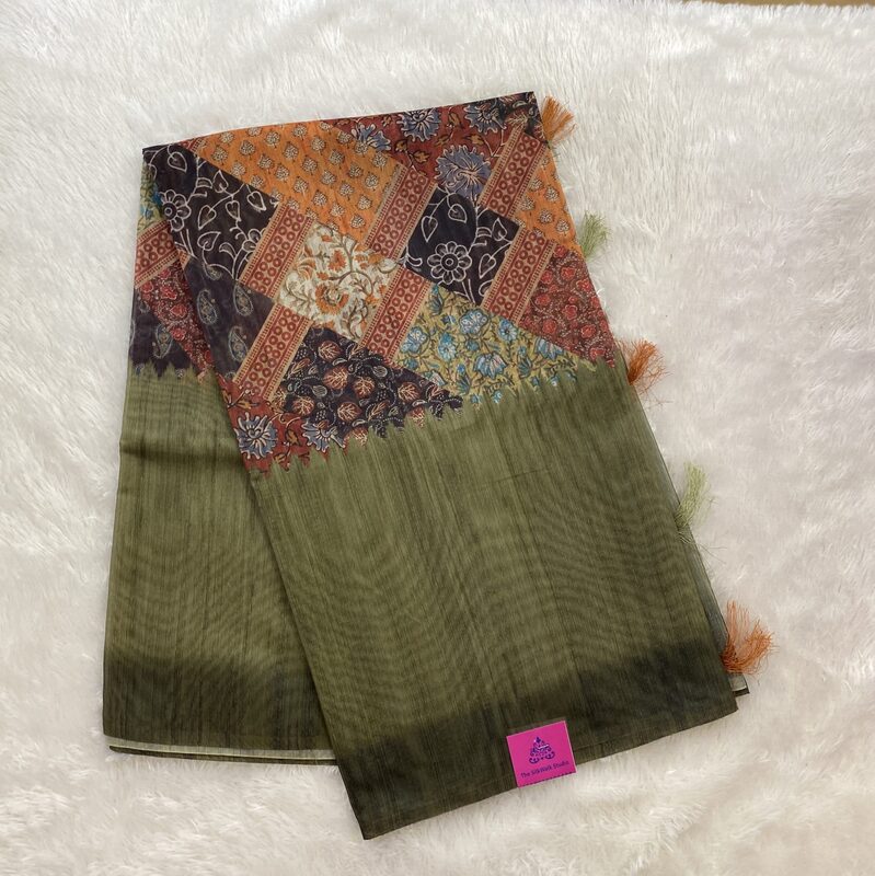 Meera - The Semi Tussar Saree in Patchwork Design 18326