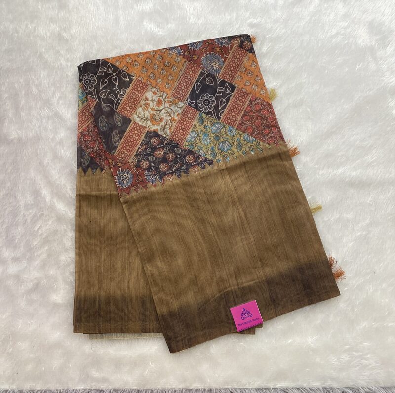 Meera - The Semi Tussar Saree in Patchwork Design 18327