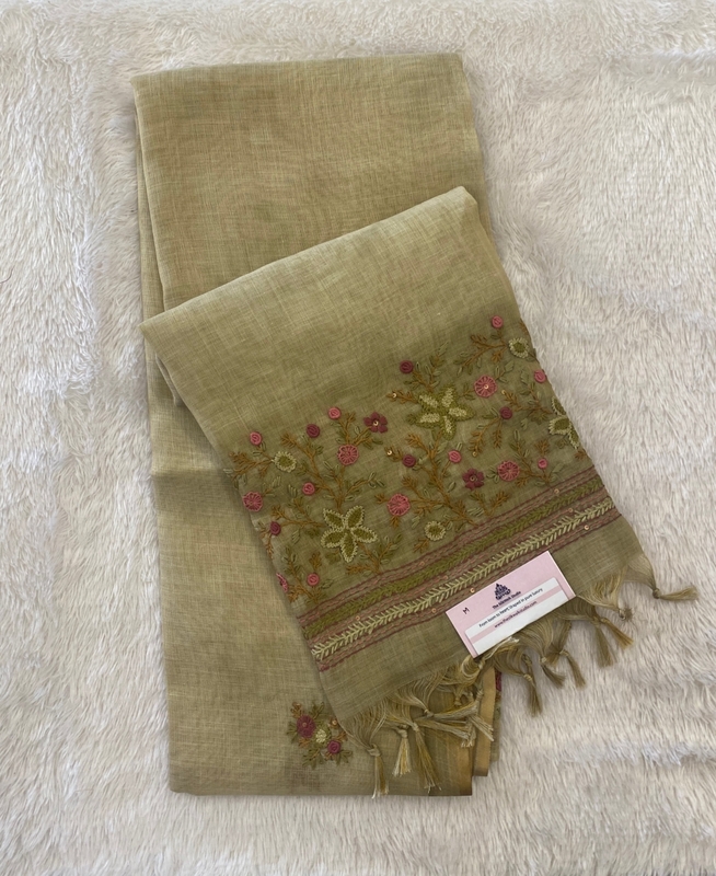 Saanvi - The Linen French Knot Saree in Heavy Blouse SWS167