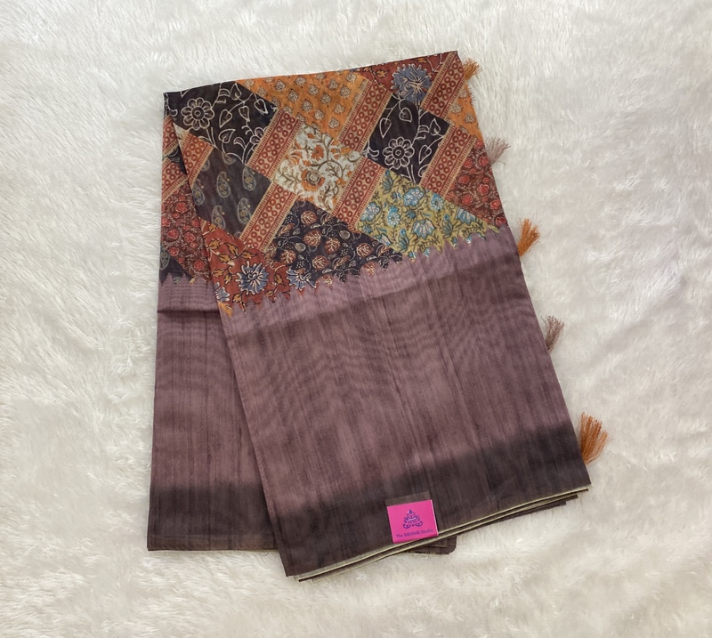 Meera - The Semi Tussar Saree in Patchwork Design 18328