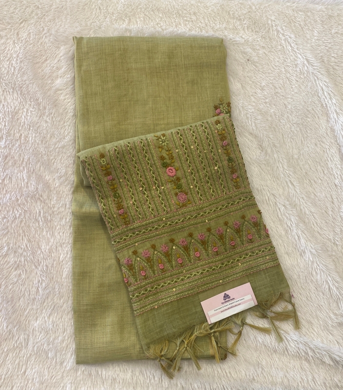 Saanvi - The Linen French Knot Saree with Heavy Blouse SWS177