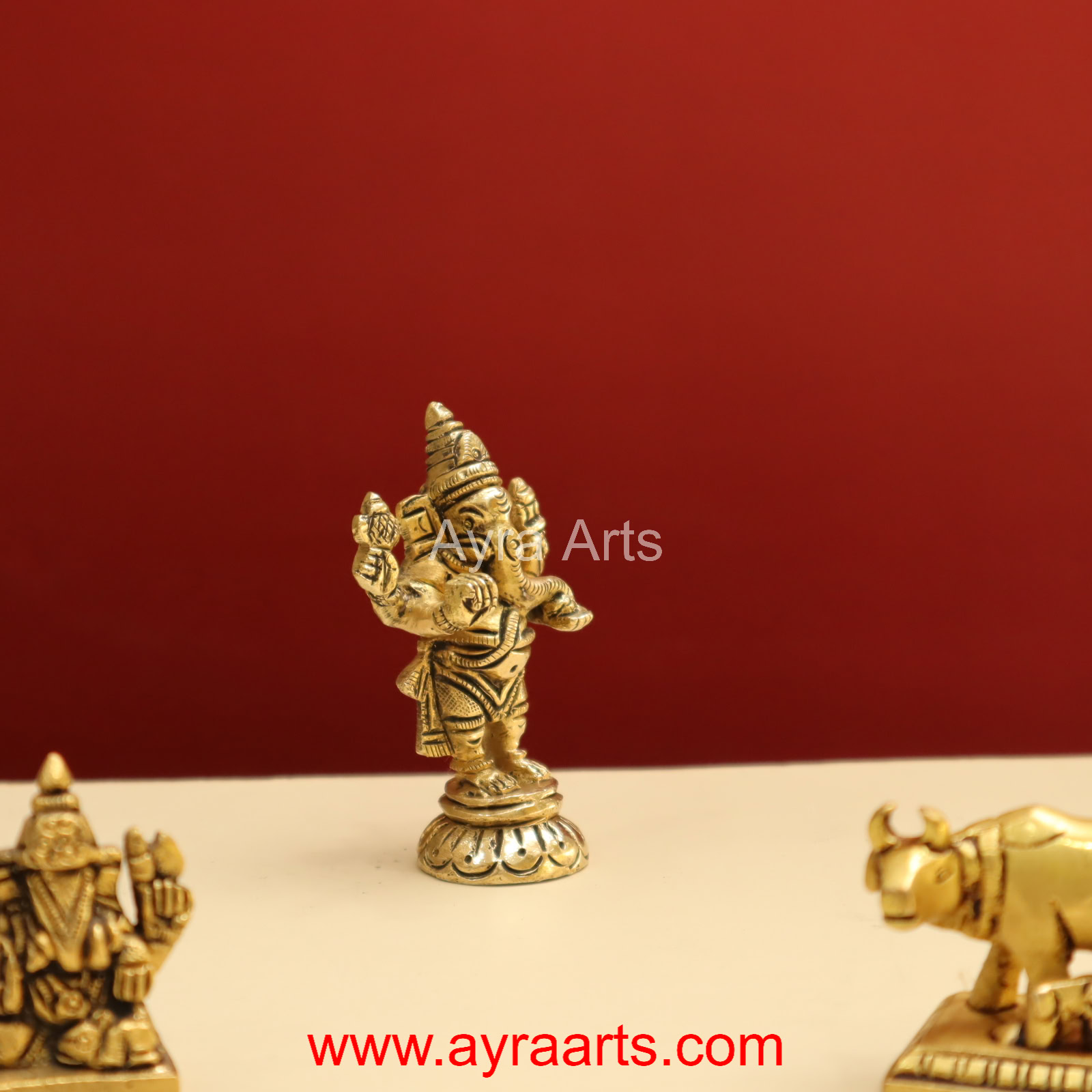 Handmade Brass Standing Ganesha Statue - 3 Inch Height