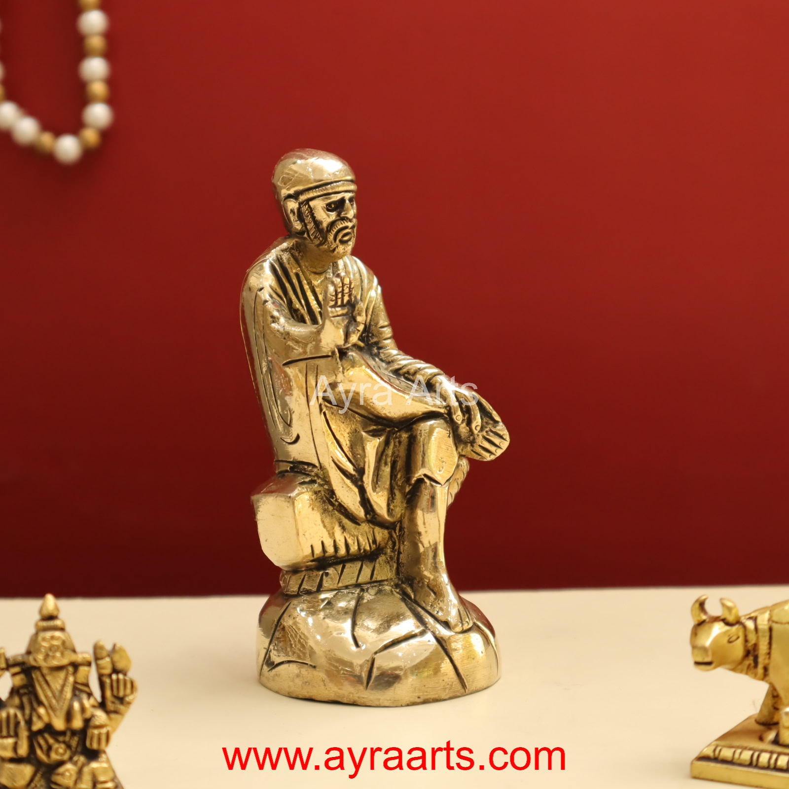 Shirdi Sai Baba Handmade Brass Sculpture - 4.8 Inch Height