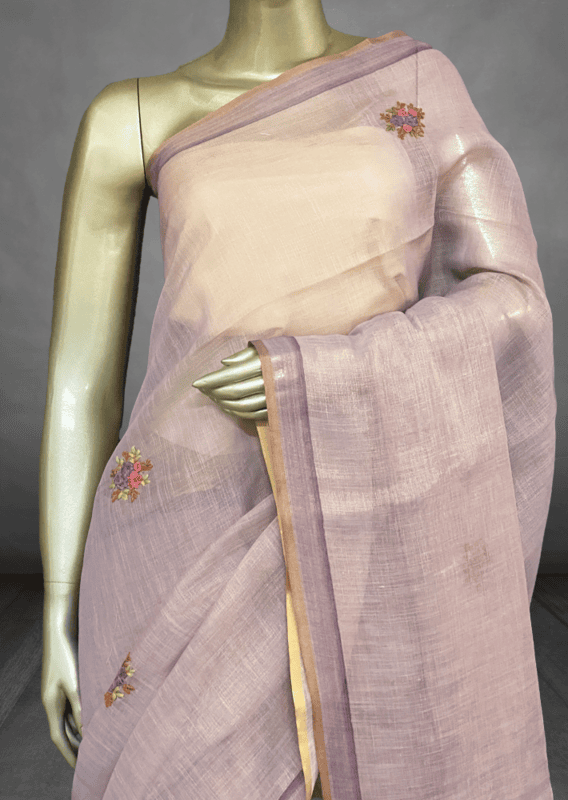 Saanvi - The Linen French Knot Saree with Heavy Blouse SWS177