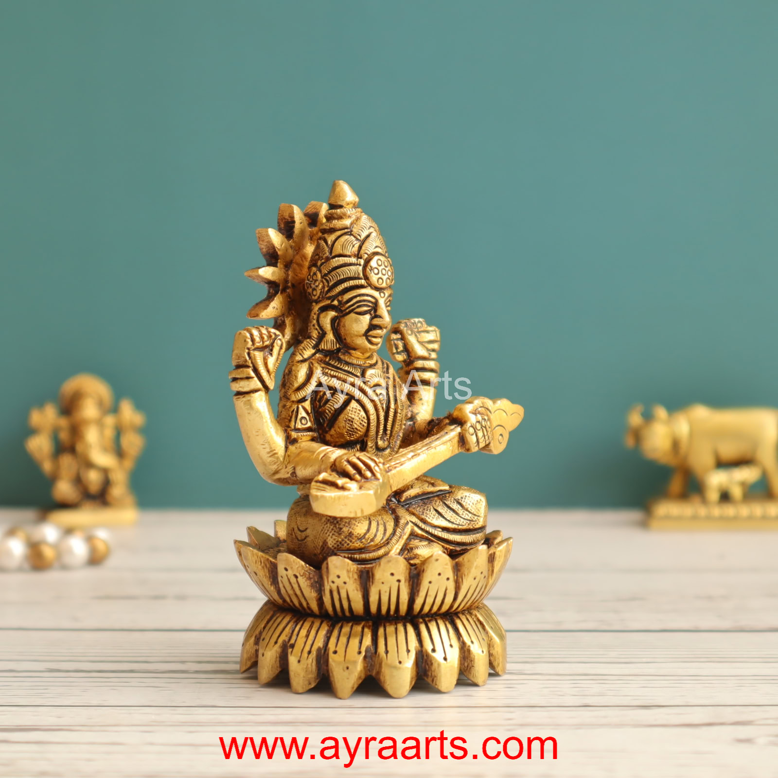 Brass Kamal Saraswati- 3.5 Inch Height