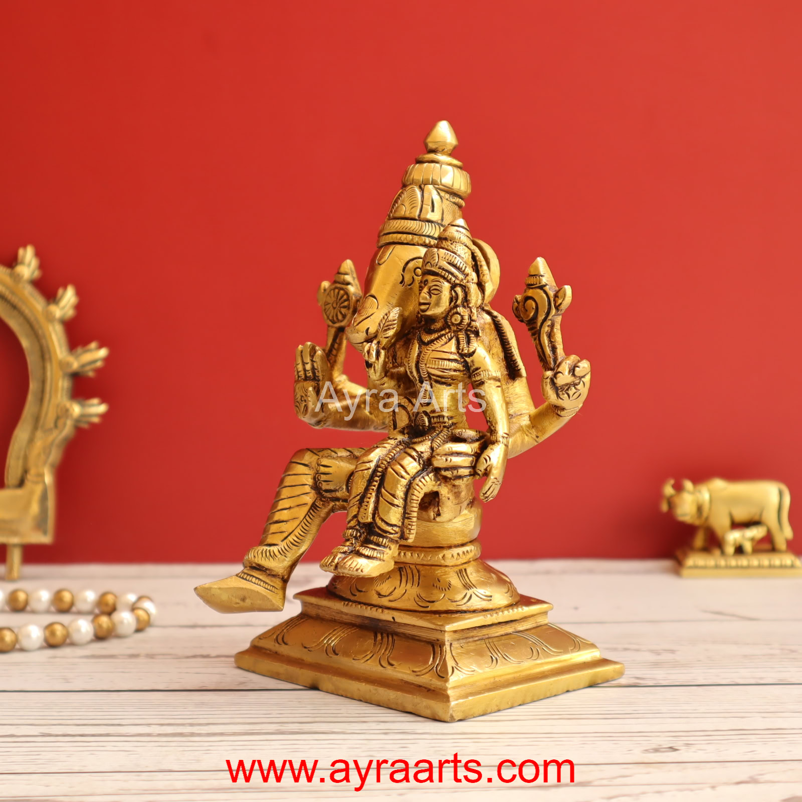 Brass Hayagriva With Lakshmi 6.5 Inch Height Brass Hayagriva With Lakshmi 6.5 Inch Height
