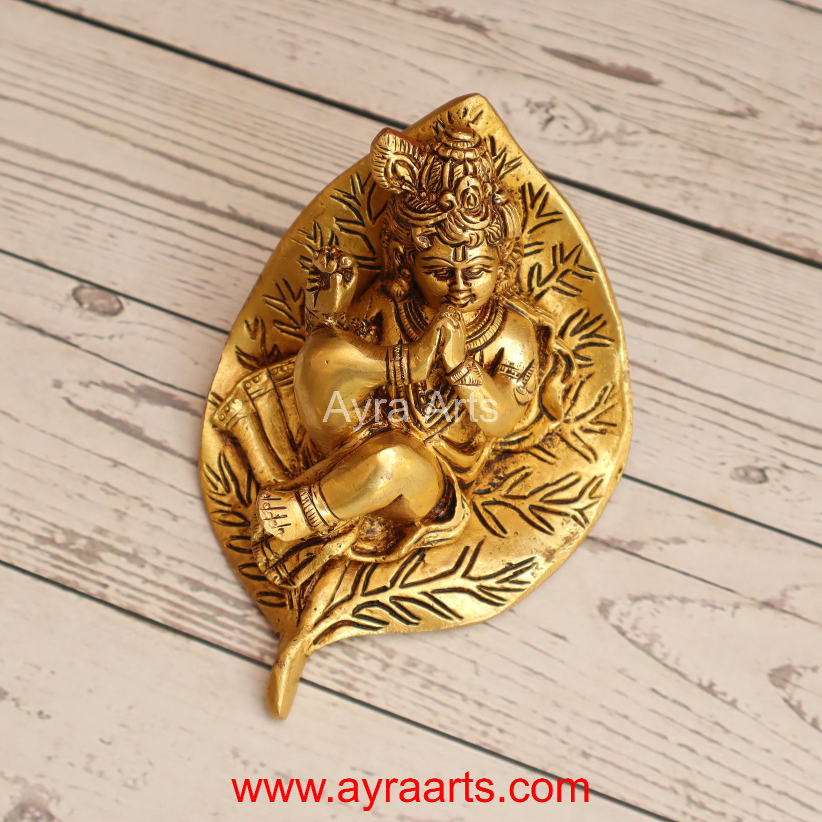 Brass Leaf Krishna 6 Inch Height Brass Leaf Krishna 6 Inch Height