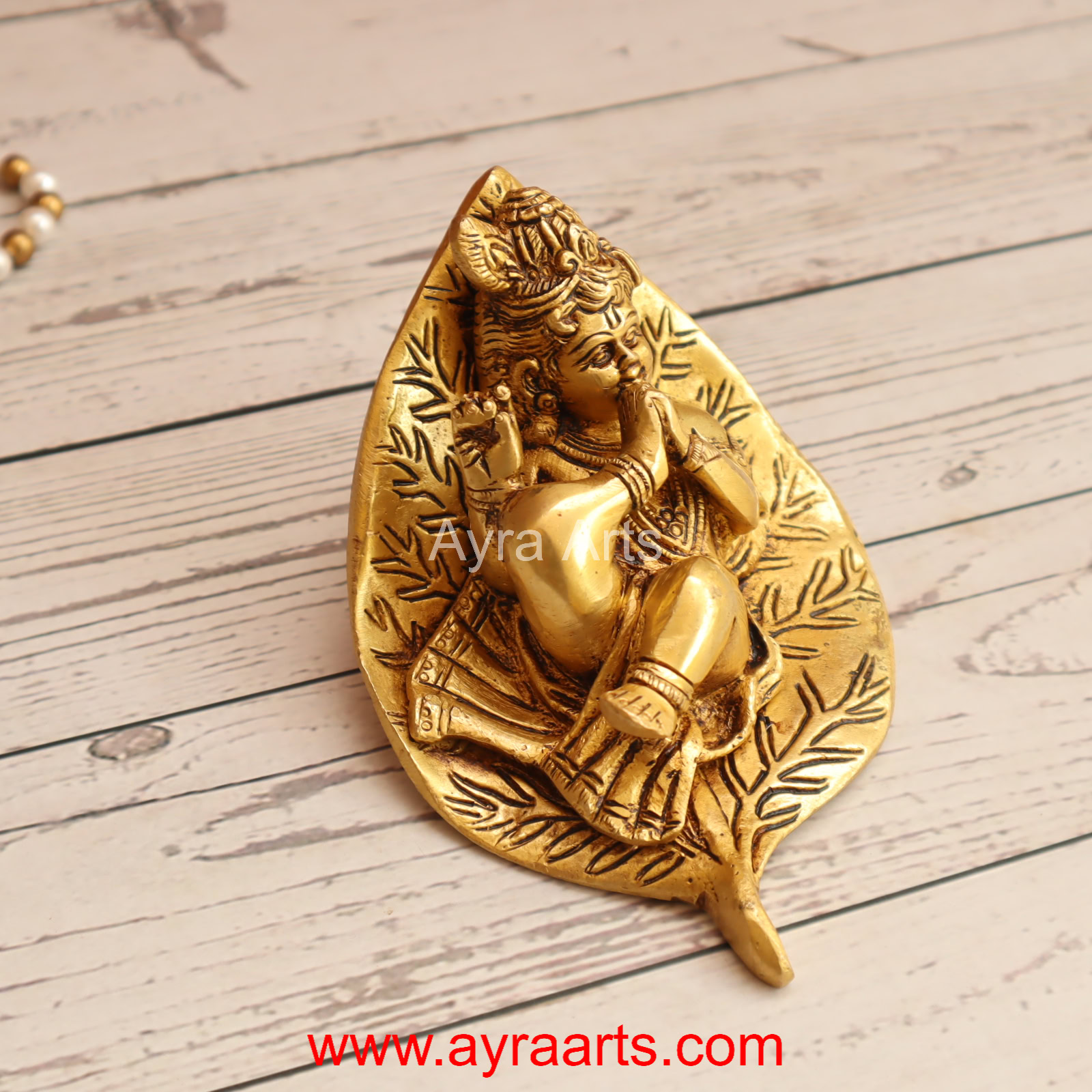 Brass Leaf Krishna 6 Inch Height Brass Leaf Krishna 6 Inch Height
