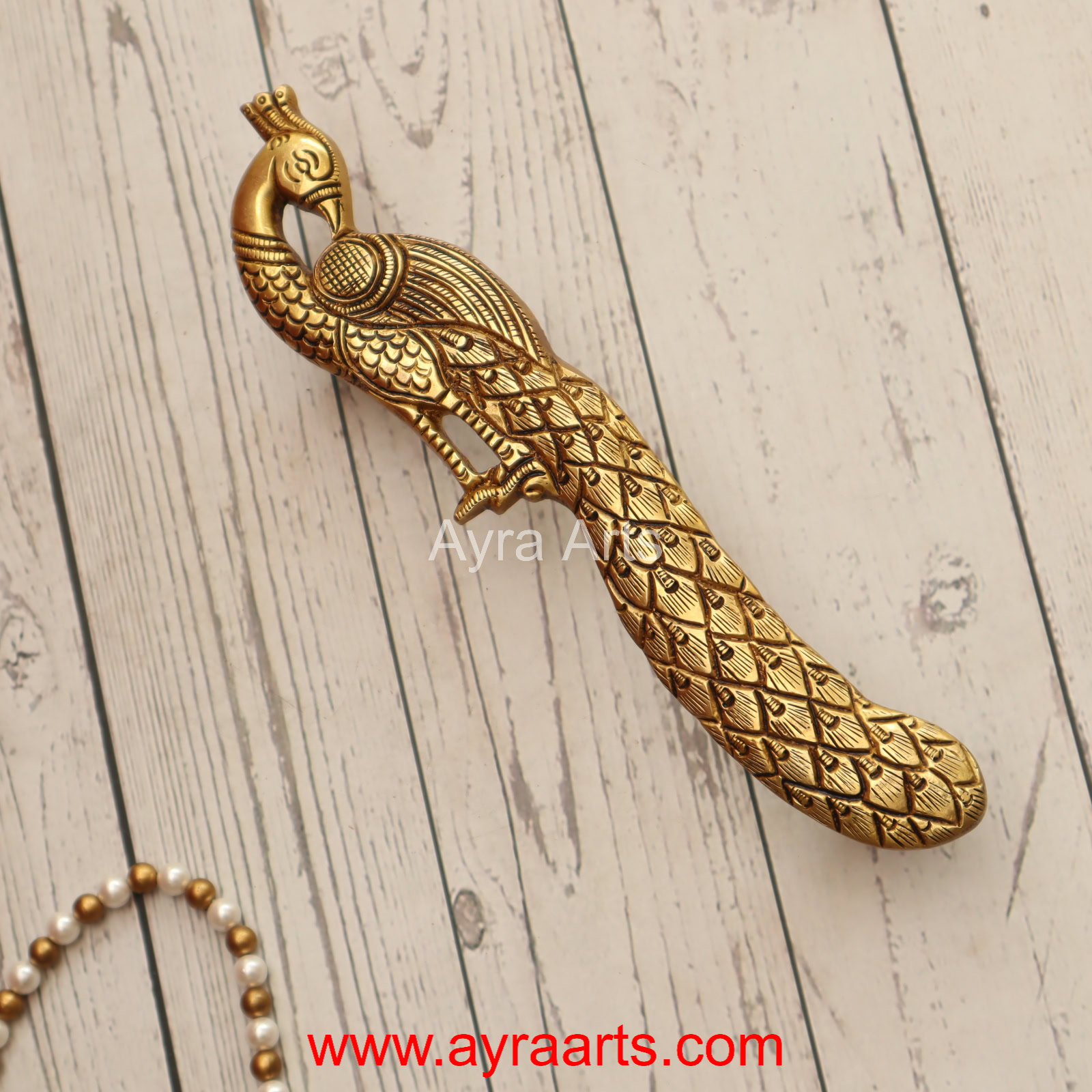 Peacock Door Handle for Main and Pooja Door - 9.5 Inch Height